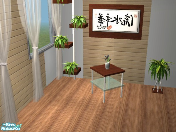 Sims 2 — Modern Stil Bedroom Endtable by Funny2401 — Includes : Bed , Plantcolumn , Wardrobe , Fern (small Plant) ,