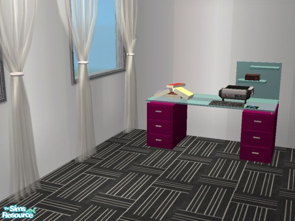 Sims 2 — Affair Office Desk by Funny2401 — Included : Sideboard , Sculpture , Painting , Highboard , Shelf large , Shelf