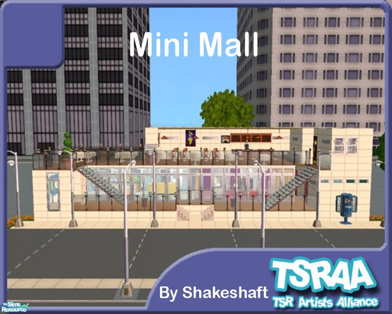 Sims 2 — Mini Mall by Shakeshaft — A Small Mall where you can go and get your groceries and clothes and then get a bite