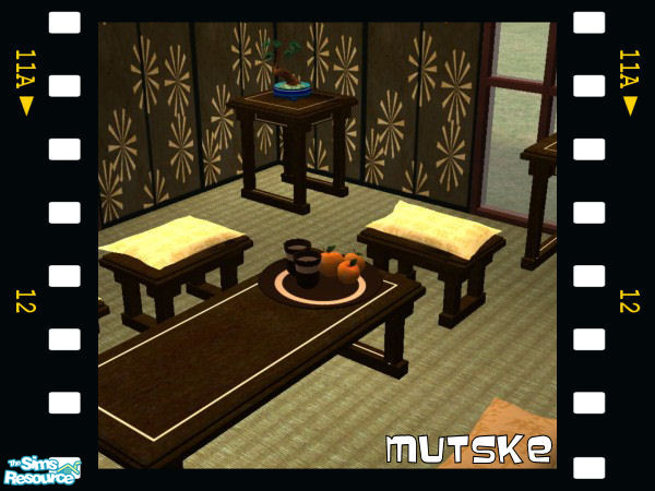 Sims 2 — Altar Deco Plate MESH by Mutske — Nice Oriental Livingroomset. All new meshes. 2 recolors for the painting. OFB