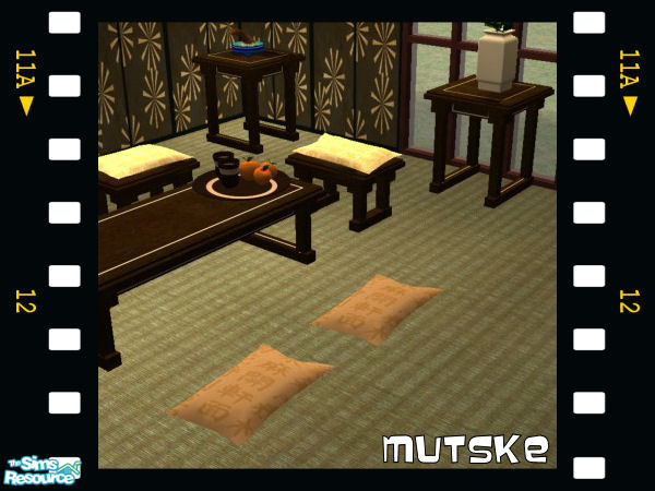 Sims 2 — Altar Pillow MESH by Mutske — Nice Oriental Livingroomset. All new meshes. 2 recolors for the painting.