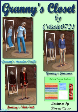 Sims 2 — CTC1 - Granny's Closet by Crissie0721 — New clothes for Granny using textures provided by Riverwillows in