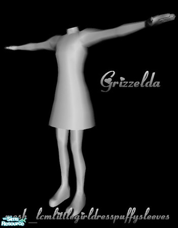 Sims 2 — mesh_lcmlittlegirldresspuffysleeves by Grizzelda — This mesh features puffed sleeves and wedge shoes along with