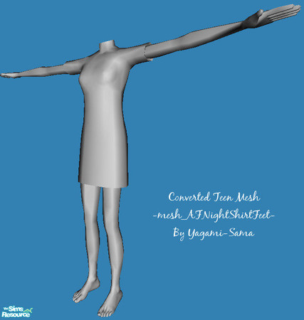 Sims 2 — Night Shirt - Mesh - Feet Version by yagami-sama — Teen Female night shirt converted to Young Adult/Adult