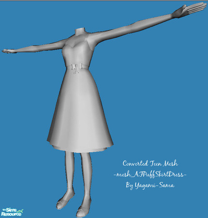 Sims 2 — Puffed Skirt Dress Outfit - Mesh by yagami-sama — Teen Female puffed skirt dress converted for Young Adult/Adult