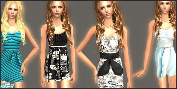 Sims 2 — Glamorous set by Becca182 — Four lovely dresses to lighten up every party. Don't forget to download mesh from