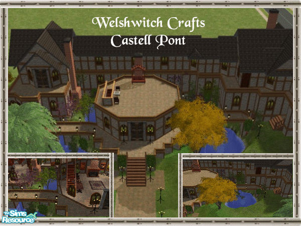 Sims 2 — Castell Pont by WelshWitch — Medieval Castle of unusual design. Central tower for meeting your guests, with