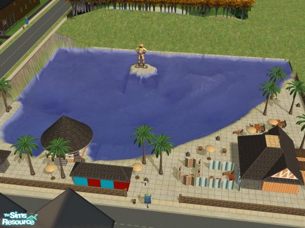 Sims 2 — Aqua Lake by CMallory — Aqua Lake is a large artificial lake with bandstand, beach huts and Beach shop hope you