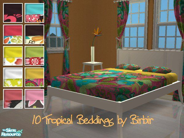 Sims 2 — Tropical Bedding by Birbir — Ten tropical beddings.