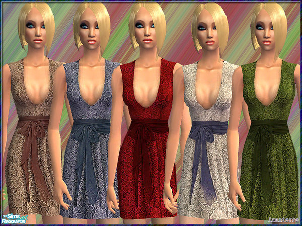 Sims 2 — Lace dresses - 5 by Axanterre — This set includes 5 lace dresses.