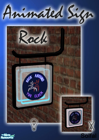 Sims 2 — Animated Sign Rock by solfal — Animated sign. It works as a light, When it is lit the "neon" goes