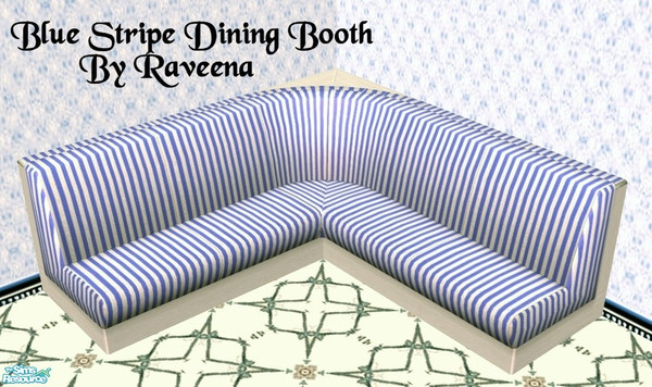 Sims 2 — Blue Stripe Dining Booth by Raveena — Part of the Nightlife dining booth and table set.