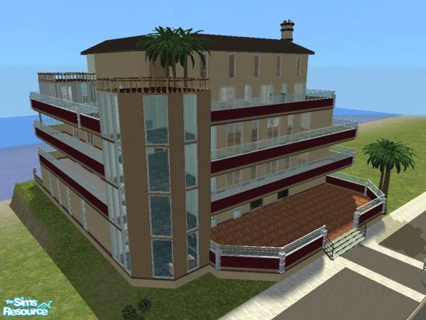 Sims 2 — Palms\' Mansion by jabire — Building with 4 apartments and a covering No personalized content All the apartments