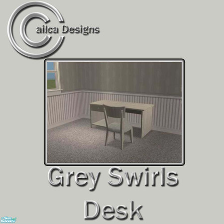 Sims 2 — Grey Swirls Desk by Cailca — A set of furniture for a calming living space. Please Rate.
