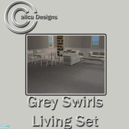 Sims 2 — Grey Swirls Living by Cailca — A set of furniture for a calming living space. Please Rate.