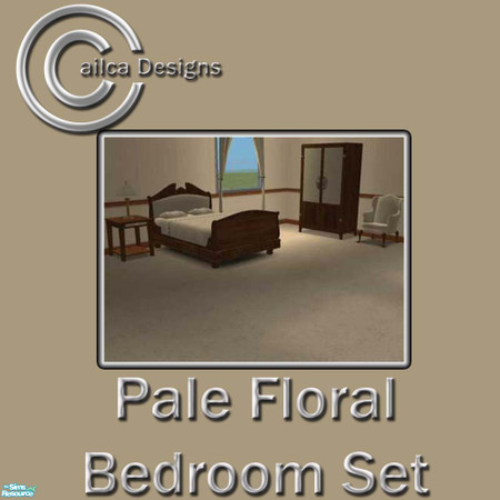 Sims 2 — Pale Floral Bedroom by Cailca — A pale coloured set with a floral motif, Matches my Pale Floral Wall Set. Please