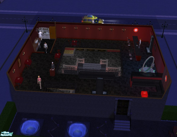 Sims 2 — Vampires Night Club by Malitia — As a club in my town, I called this one "Weberei". No custom content,
