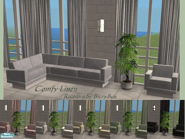 Sims 2 — Comfy Linen - Sectional Sofa/Chair Base by Bitzybus — This is a white recolor of the base for the sectional sofa