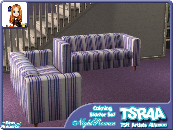 Sims 2 — Calming Starter Set -Lilac Loveseat by NightRowan — This set was made during the creation of 8 Starter Lane and