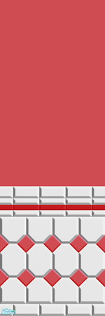 Sims 2 — Red and White Tile by Lorah — Colorful walls in red, orange, yellow, green, blue, purple and pink. Nicely done