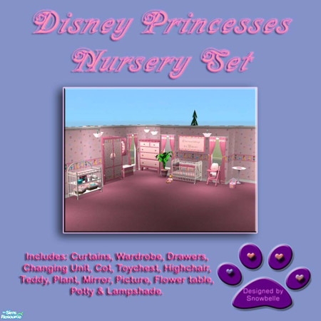 Sims 2 — Disney Princesses Nursery Set by Snowbelle — This pink nursery set matches my previously uploaded walls and