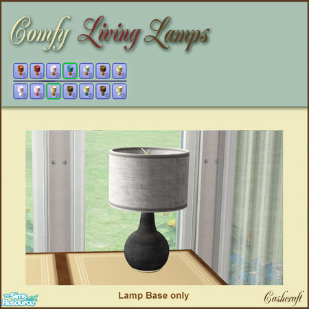 Sims 2 — Comfy Living Lamps--Black Base by Cashcraft — The Comfy Living Lamps requires the tablelamp mesh file from the