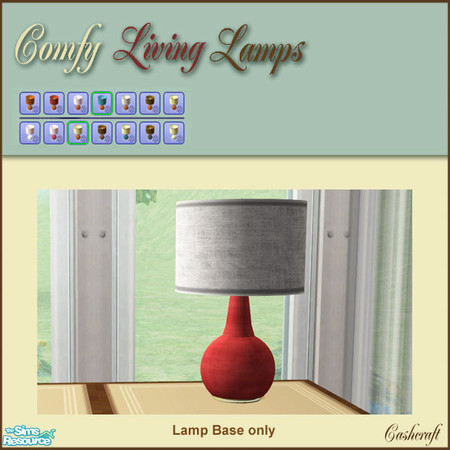 Sims 2 — Comfy Living Lamps--Red Base by Cashcraft — The Comfy Living Lamps requires the tablelamp mesh file from the