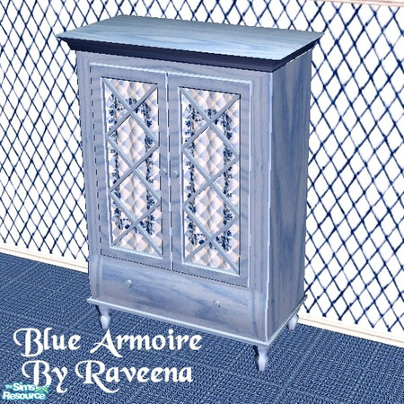 Sims 2 — Blue Armoire by Raveena — This is a recolor of Dincer's Gustavian bedroom set. There are 3 different colors,