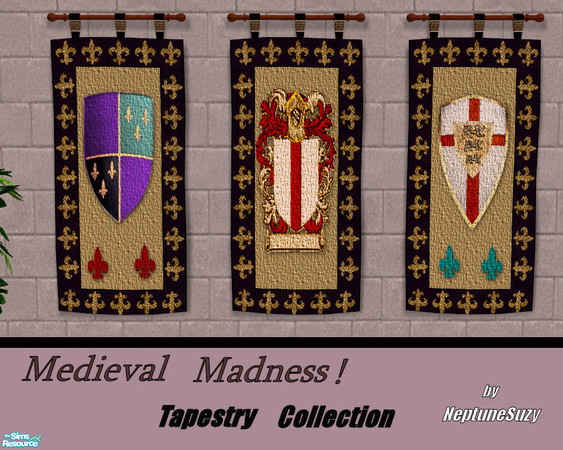 Sims 2 — NSC Tapestry Set 12 by Neptunesuzy — A set of three handmade one-of-a-kind Tapestries for your Castle! Enjoy!