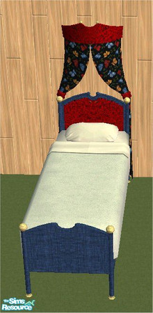 Sims 2 — tams tc 111 set 1 - Bed For Tc 111 by tambriah — blue & red frame with butterfly patterned curtains created