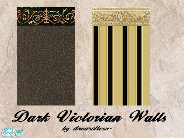 Sims 2 — Dark Victorian Walls by drewsoltesz — A set of two ornate and tasteful Victorian Era Wallpapers (also suitable
