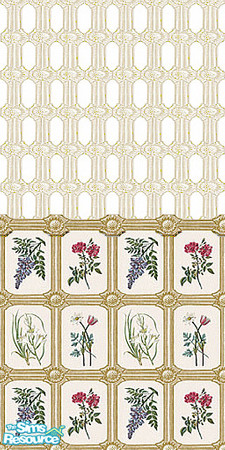 Sims 2 — Blake Flowers 2 by Lorah — Blake Flowers. 4 walls, 2 floors in gold, red, blue, beige, etc.