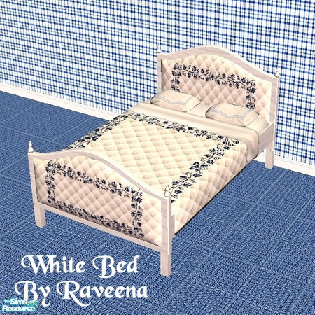 Sims 2 — White Bed by Raveena — This is a recolor of Dincer's Gustavian bedroom set. There are 3 different colors, white,