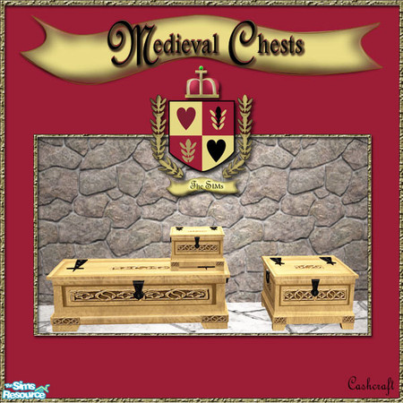Sims 2 — Medieval Chests--Lightwood Recolors by Cashcraft — A hand-crafted marriage chests, hand forged lock, and hinges,