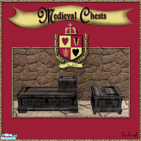 Sims 2 — Medieval Chests--Blackwood Recolors by Cashcraft — You MUST download the large "coffee table" chest