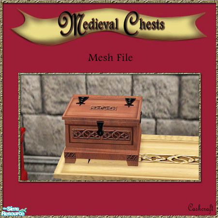 Sims 2 — Medieval Chests--Decorative Chest by Cashcraft — A hand-crafted marriage chests, hand forged lock, and hinges,
