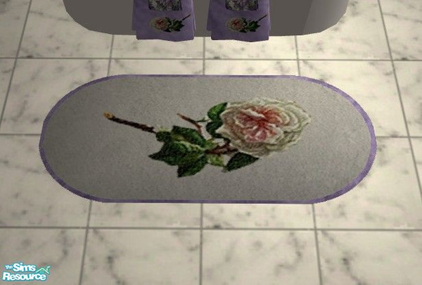 Sims 2 — Haven Scent Bathroom - Tub Mat by Riverwillows — Sweet and lovely bathroom, in white marble and lavender floral
