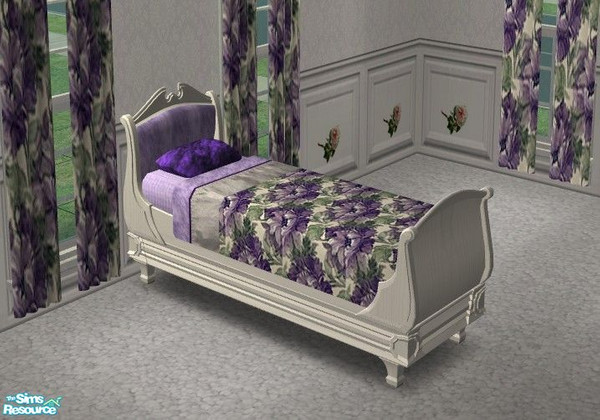 Sims 2 — Haven Scent Bedroom - Single Bed by Riverwillows — Lovely Victorian style bedroom set in soft lavender florals.