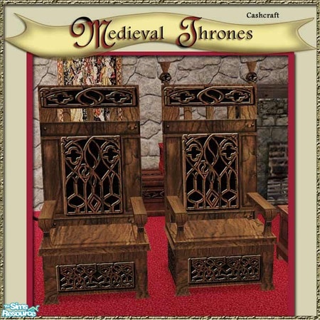 Sims 2 —  Medieval Thrones--Medium wood by Cashcraft — Recolors for both king and queen thrones? You Must download both