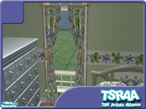 Sims 2 — Star Daisies Cornerstone Curtains by jeni — A choice of Curtains! *TSRAA* Co-ordinating Walls and Floors Also
