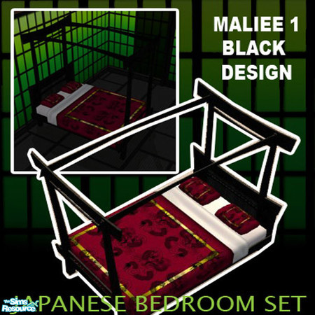 Sims 2 — Japanese bed by maliee1 — Japanese collection Black Design by maliee 1 