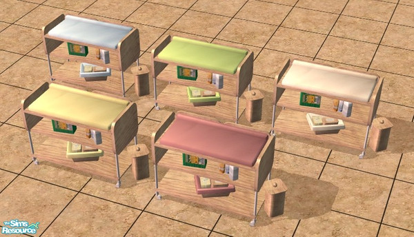 Sims 2 — 4ESF Changing Table Wood1Set by rocketmari — This is a recolor set of the changing table from 4 Ever Simfantasy.