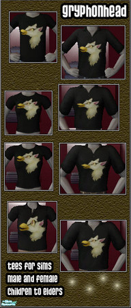 Sims 2 — Gryphonhead Tees by Scrawffler — A collection of gryphon portrait t-shirts for the casual fantasy Sims.