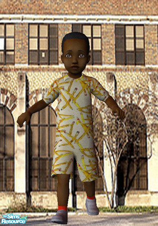 Sims 2 — School toddler boy by Earcat —  Sims have to have an outfit to wear to school. This one, covered with pencils,