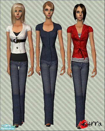 Sims 2 — Cute crop jacket set by caliberxkiss — Set of 3 clothes! All are whole outfits, two crop jackets and one shirt