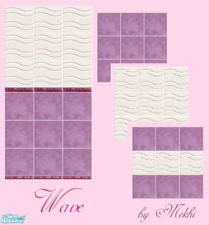 Sims 2 — Wave by Mekhi — One tiled wall and three matching floors. Enjoy!