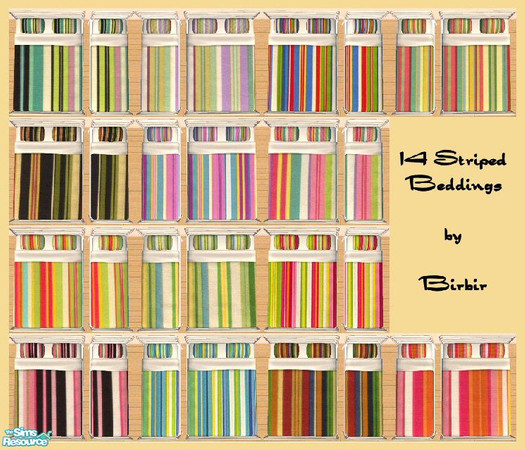 Sims 2 — 14 Striped Beddings by Birbir — 14 Striped beddings for your Sims.