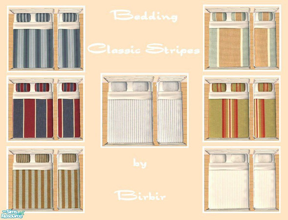 Sims 2 — Bedding 'Classic Stripes' by Birbir — 7 Striped beddings in a more classic style.