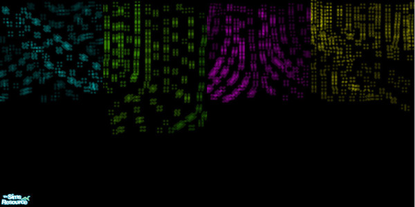 Sims 2 — Neon Computer Pixel Walls by twig182 — Neon computer pixel style wall coverings. Morphed pixel style images.