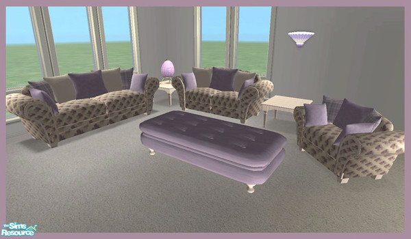 Sims 2 — Lavender Roses by HugeLunatic — Recolor of elize@37sims Carmen Living set. Texture from Texture Challenge.